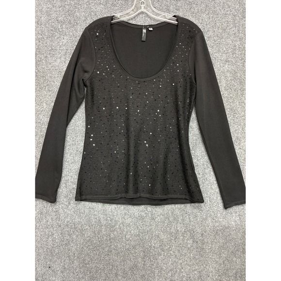 Kut from the Kloth Tops - KUT from the Kloth Womens Black Sequin Front Long Sleeve Scoop Small NWT Top